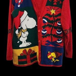 Vintage Snoopy & Friends Cardigan Women’s Red Christmas Holiday